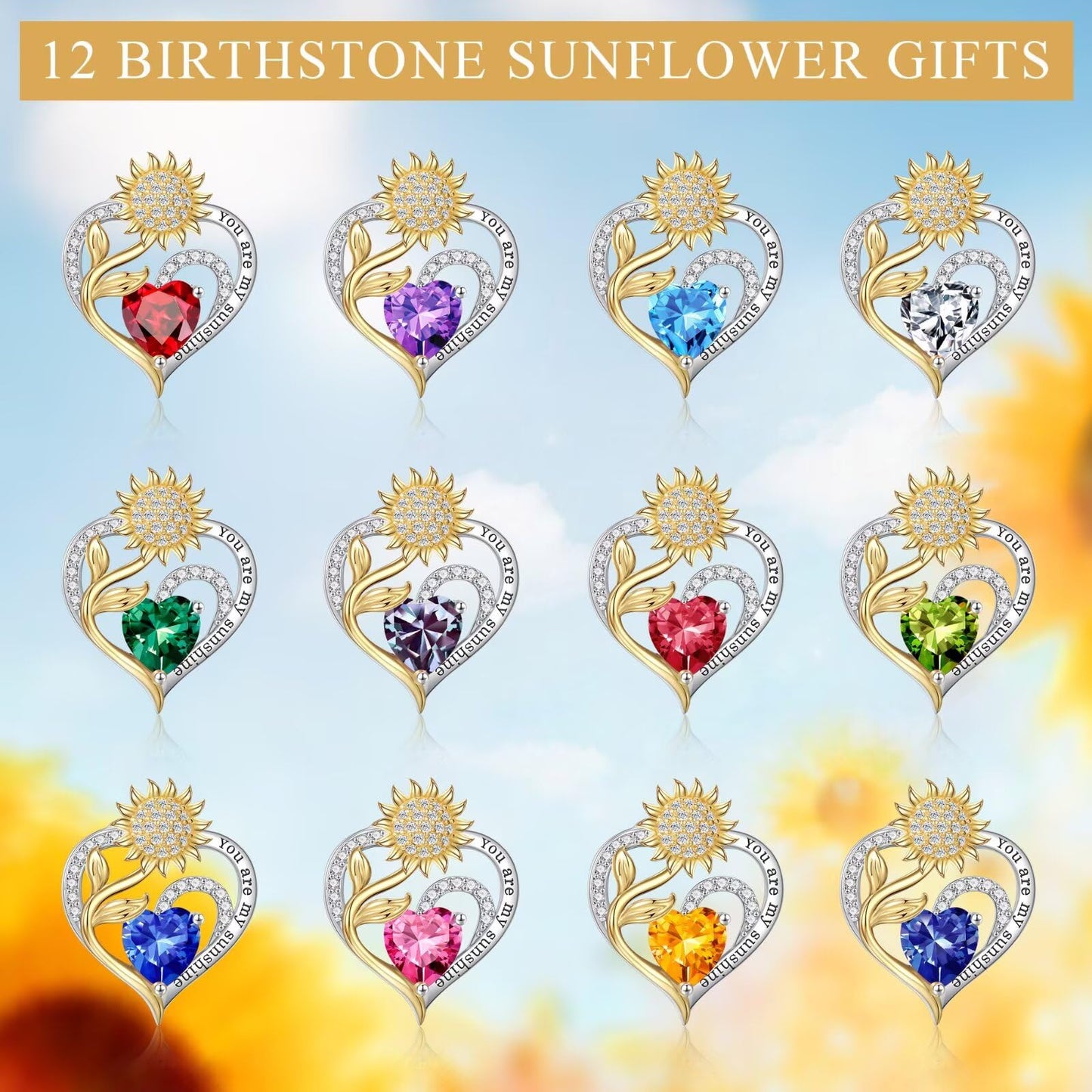 Iefil Sunflower Gifts for Women, Anniversary Birthday Gifts for Women, Simulated Sapphire Necklaces, September Birthstone Necklace, Jewelry for Wife Mom Her
