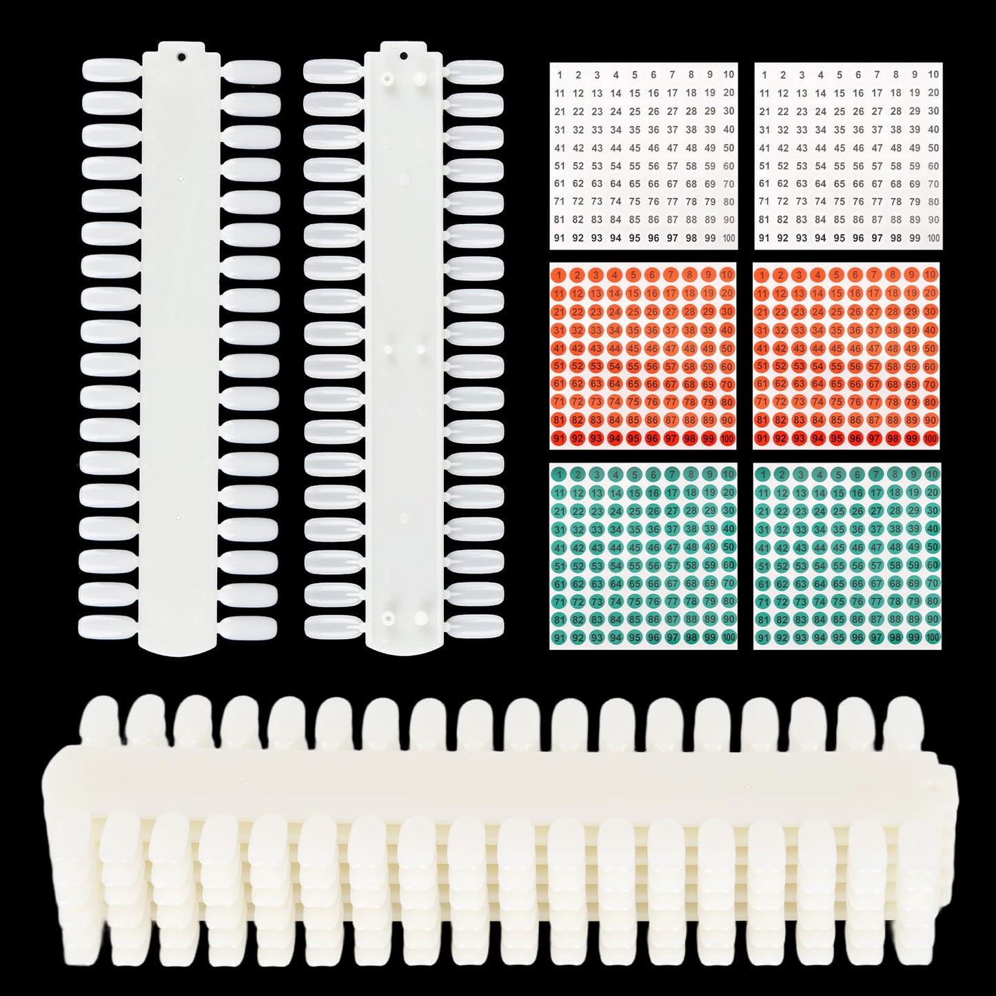 Tbestmax 3 Sets 216 Tips Nail Color Swatch, Double Layer Tips Clear Nail Color Display Palette Paint Practice Chart Swatches