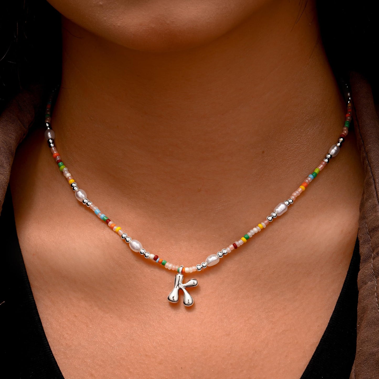 Ritach Granddaughter Gifts from Grandma - Initial G Necklace Letter Necklace Silver Initial Necklaces for Women Beaded Necklace for Girls Gifts for Granddaughter Daughter Niece Sister Gift