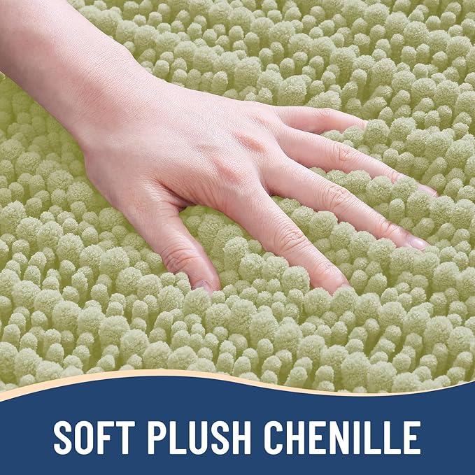 Arotive Luxury Chenille Bathroom Rug Mat, Extra Soft Thick Absorbent Shaggy Bath Rugs, Non-Slip Machine Wash Dry, Plush Bath Mats for Bathroom, Shower and Tub, 30x17, Vanilla