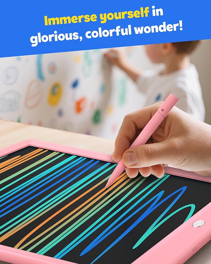 TEKFUN LCD Writing Tablet for Kids, 10-inch Coloring Drawing Pad, Mess Free Doodle Board, Christmas Gifts for Girls and Toddlers, Toys for 3 4 5 6 7 8 Year Old Boys (Pink)