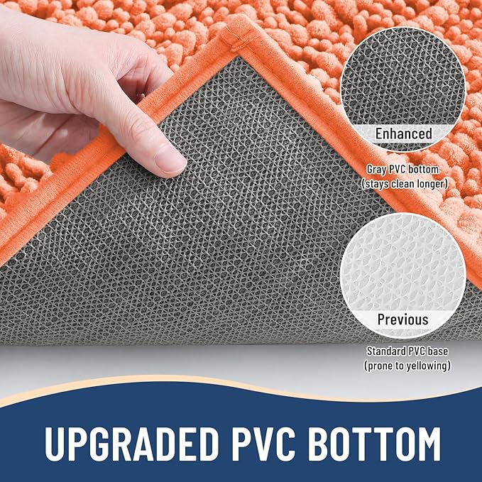 Arotive Luxury Chenille Bathroom Rug Mat, Extra Soft Thick Absorbent Shaggy Bath Rugs, Non-Slip Machine Wash Dry, Plush Bath Mats for Bathroom, Shower and Tub, 34x21, Coral