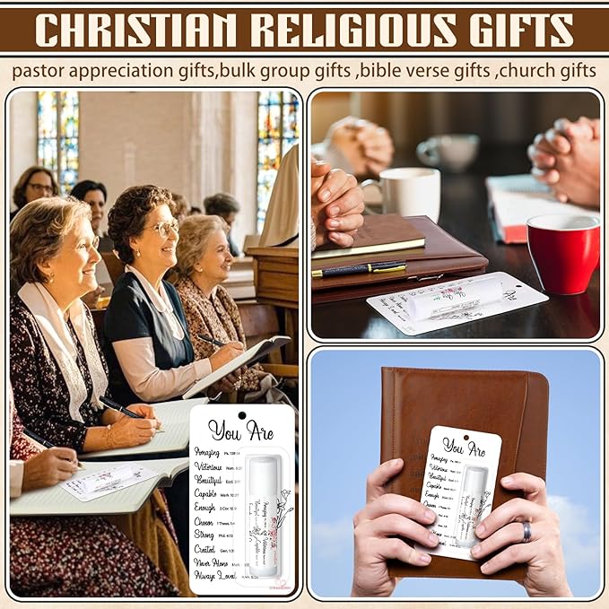 50 Pack Christian Religious Gifts Bulk Bible Verse Lip Balms 5 Flavor for Women Men Christian Religious Church Party Favors with Scripture Inspirational Gifts for Coworkers Staff (Classic)
