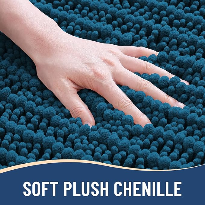 Arotive Luxury Round Chenille Bathroom Rug Mat, Extra Soft Thick Absorbent Shaggy Bath Rugs, Non-Slip Machine Wash Dry Plush Bath Mats for Bathroom, Shower and Tub, 24x24, Peacock Blue