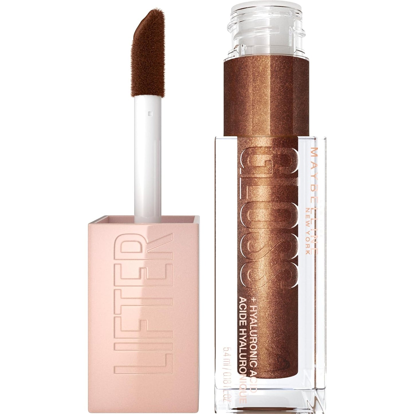 Maybelline Lifter Gloss, Hydrating Lip Gloss with Hyaluronic Acid, High Shine for Plumper Looking Lips, Crystal, Golden Neutral, 0.18 Ounce