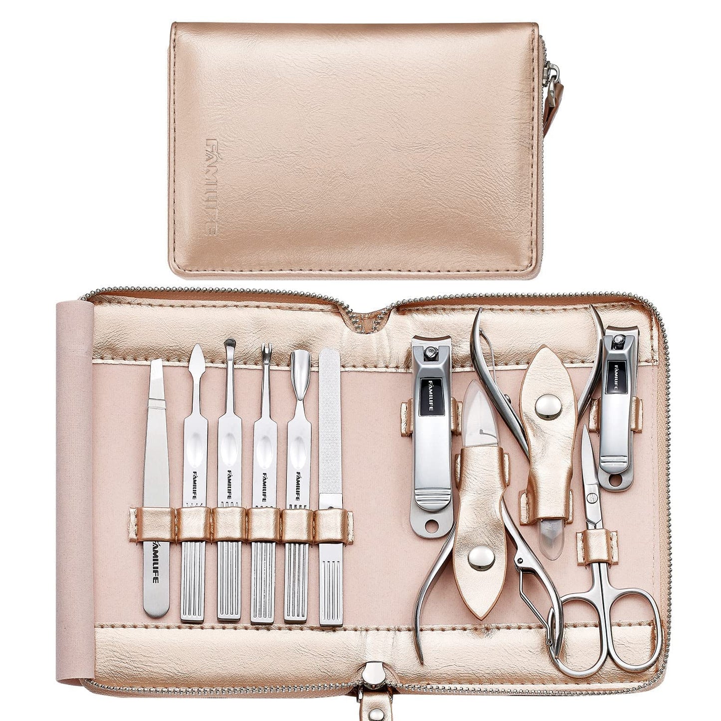 FAMILIFE F03 Manicure Set, Pedicure Kit Nail Clipper Set 13pcs Professional Men Grooming Kit and 11 in 1 Christmas Gift for Women and Men Nail Kit Manicure and Pedicure Set