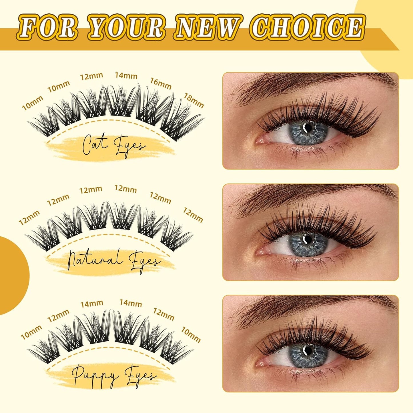 Eyelash Clusters 10-18mm Wispy Lash Clusters D Curl DIY Cluster Lash Extension Kit Individual Lashes Kit With Bond & Seal, Glue Remover, Tweezers(LF01 Lashes Set)