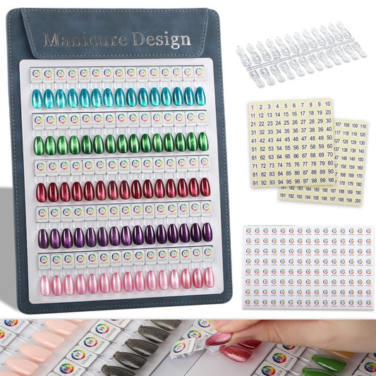 C12rtive 75 Magnetic Nail Color Display Board,96 PCS Magnetic Nail Tips with 1-200 Number Stickers,Professional Manicure Color Chart Swatches Book for Nail Salon Home DIY Nail Art Design(Blue)