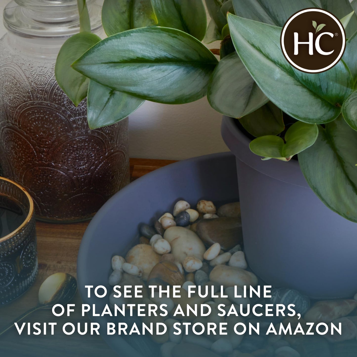 The HC Companies 11.5 Inch Classic Round Planter Pots with Drainage, Rolled Rim Plastic Planters for Indoor & Outdoor Plants, 2-Pack Decorative Flower Pots for Garden, Office & Home Decor, Warm Gray