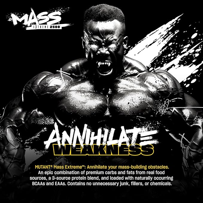 Mutant Mass Extreme Gainer – Whey Protein Powder – Build Muscle Size and Strength – High Density Clean Calories (Triple Chocolate, 12 lbs)