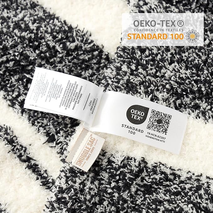 Snuggle Sac Black White Stripe Twin Size Reversible Super Soft Bedding Blanket, 60x80 inches