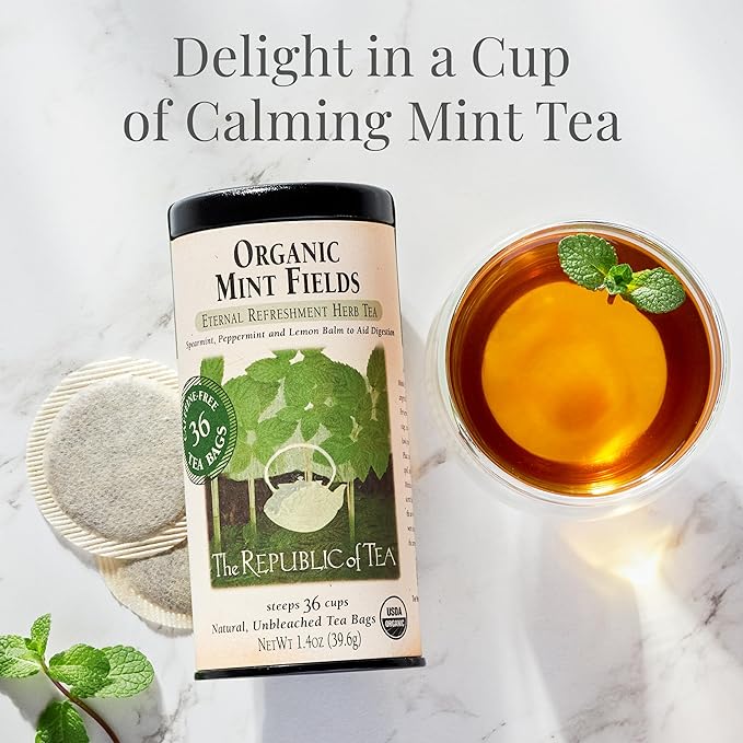 The Republic of Tea – Organic Mint Fields Herbal Tea Bags, Caffeine Free, 250 Servings