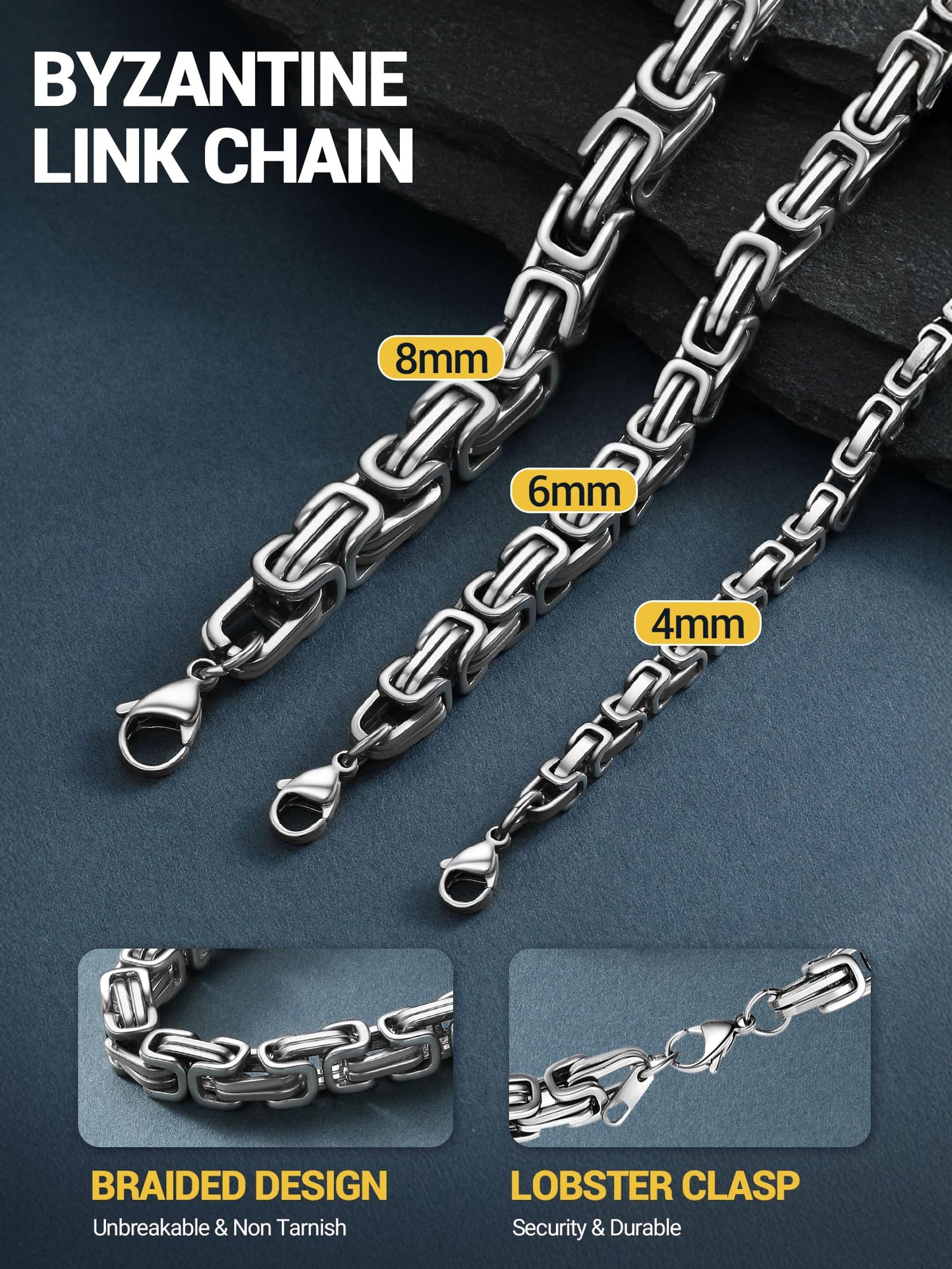 PROSTEEL Stainless Steel Necklace Men Chain Long Necklace 28 Inch