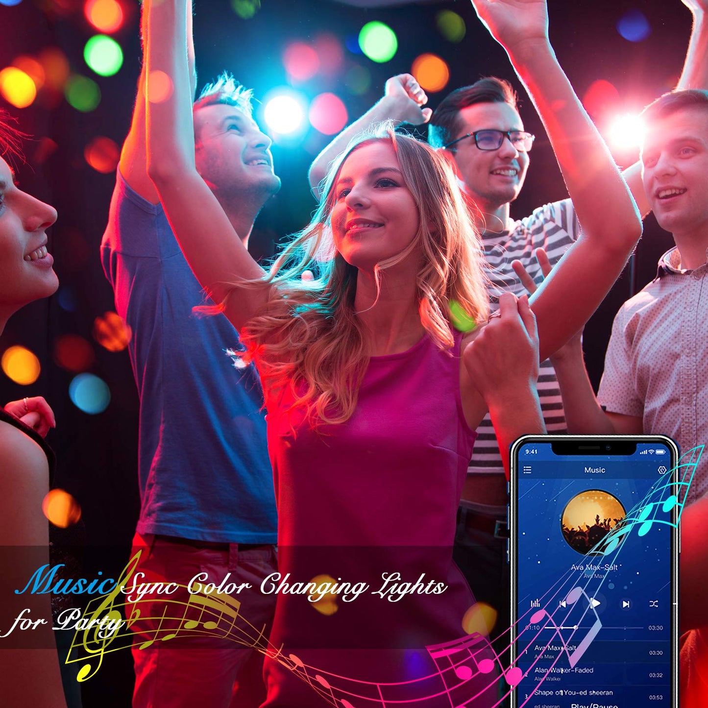 DAYBETTER LED Strip Lights 100ft RGB Lights Strip for Bedroom, Desk, Indoor Room Living Room Brithday Gifts Home Decor with Remote, 24V Power Supply