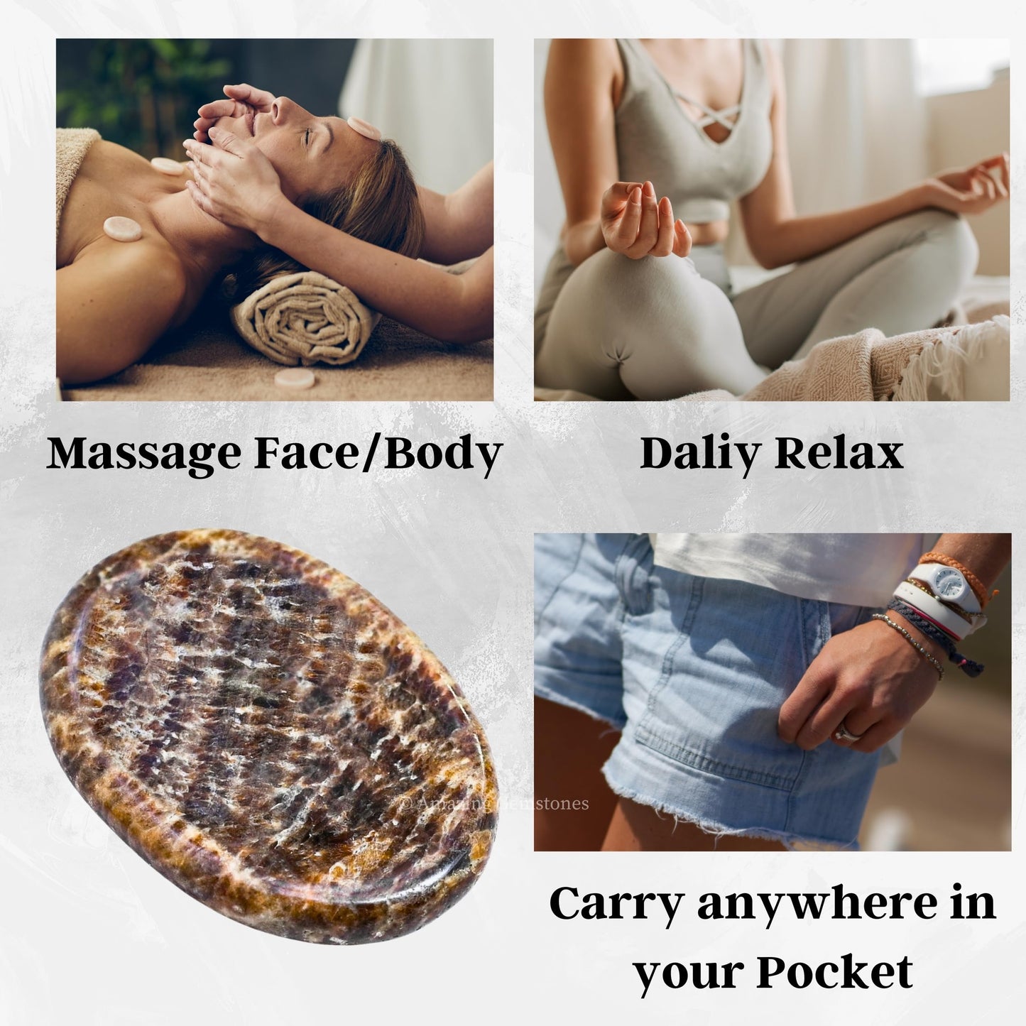 Amazing Gemstone Aragonite Worry Stone Crystals and Healing Stones - Worry Stones for Stress Relief Gift - Piedra Crystal Fidget for Meditation, Relaxation - Unique Stocking Stuffers & Birthday Gifts