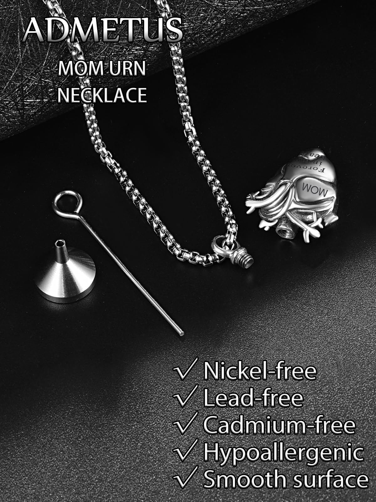 Anatomical Heart Urn Necklaces for Ashes Sterling Silver Ash Pendants Cremation Jewelry Mom Keepsake Pendant Memorial Jewelry Gifts for Loss of Mom