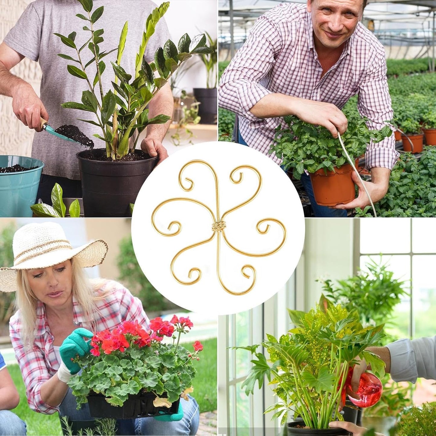 5 Pcs Plant Stem Support, Iron Monstera Plant Support, Durable Hook Stem Supports for Healthy Growth, Bamboo Clamp Set for Leaf Stabilization and Support, Ideal Present for Plant Lovers (5.5IN*5.5IN)