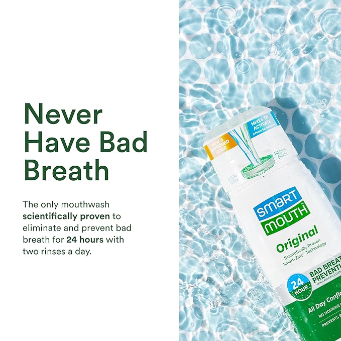 SmartMouth DDS Activated Clinical Mouthwash & Original Activated Mouthwash - Adult Mouthwash for Fresh Breath - Clean Mint Flavor (Clinical) & Fresh Mint Flavor (Original), 16 fl oz Each