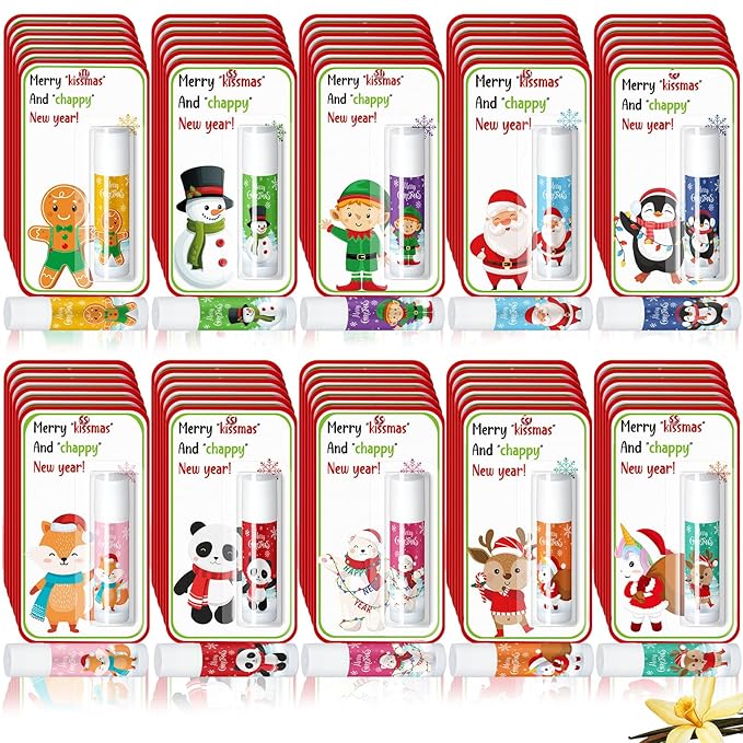 Christmas Lip Balms Bulk Christmas Party Gifts Favors Stocking Stuffers Holiday Lip Balms Employee Staff Team Appreciation Gifts Thank You for Teacher Coworkers