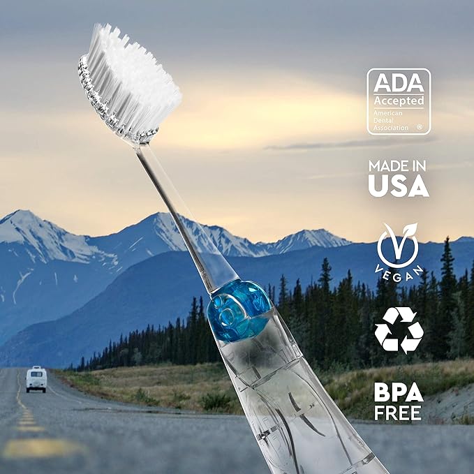 Radius Tour Travel Brush & Case with Replaceable Brush Head ADA Accepted Toothbrush Improve Gum Health - Blue - Pack of 1