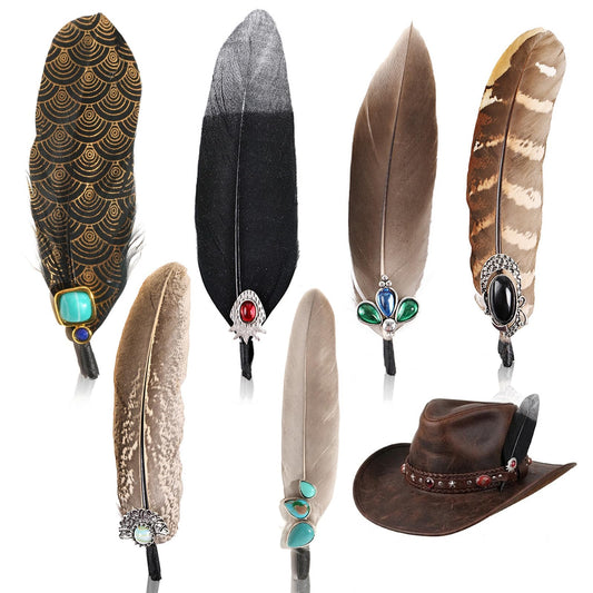 6pcs Hat Natural Feathers,Cowboy Hat Feathers Assorted Turquoise Real Feathers for DIY Craft Hat Accessories Dream Catcher Decor Feathers for Men Women Western Cowboy Hats Trilby Hats Oktoberfest