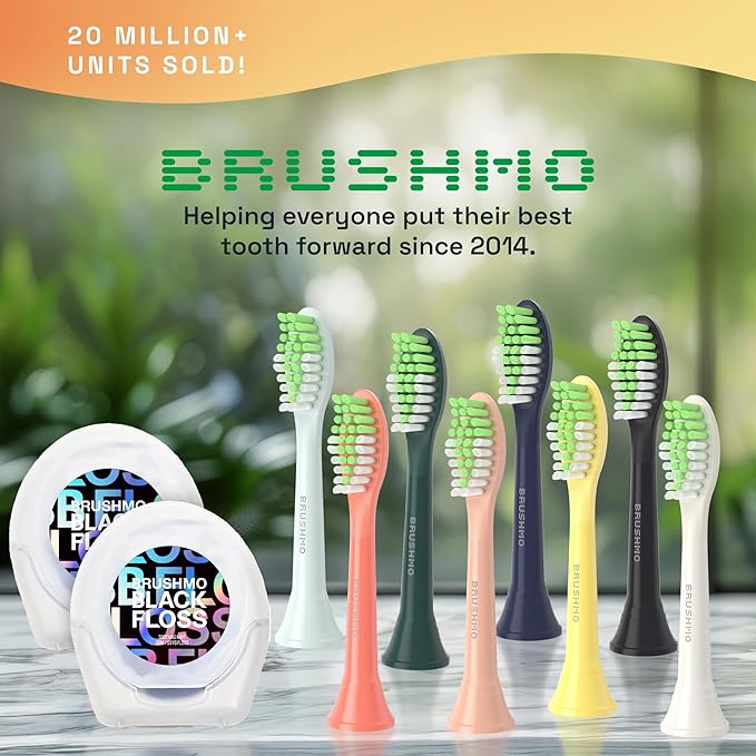 Brushmo Replacement Toothbrush Heads, Compatible with Philips One for Sonicare Electric Toothbrush Handles HY1022, 4 Standard Heads with Tongue Cleaner, Soft Dupont Bristles, BM124m, Miami Coral