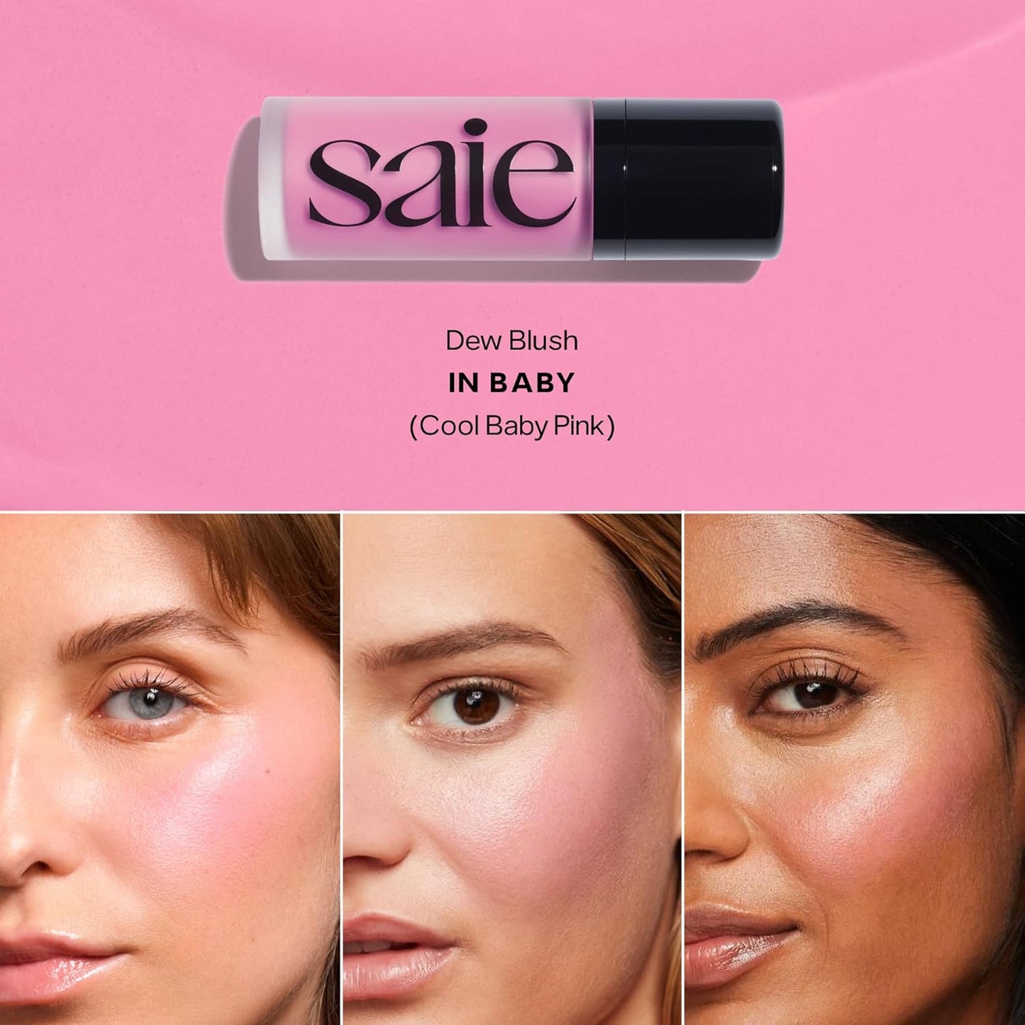 Saie SaieGlow Starter Makeup Kit - Glowy Super Gel, Dew Blush, and Glossybounce Lip Gloss - Essential Makeup Set in a Mini Reusable Jelly Travel Bag (3 Count)