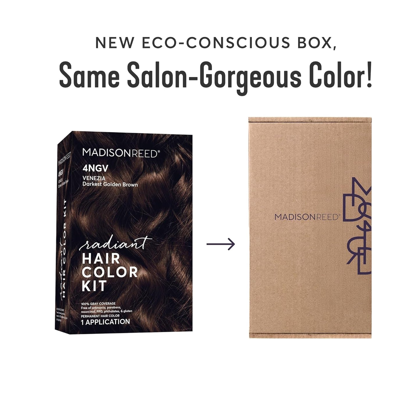 Madison Reed Radiant Hair Color Kit | 4NGV Darkest Golden Brown with Warm Tones (Venezia Brown) for 100% Gray Hair Coverage | Dimensional Permanent Hair Dye | PPD-Free & Ammonia-Free | 1 Pack