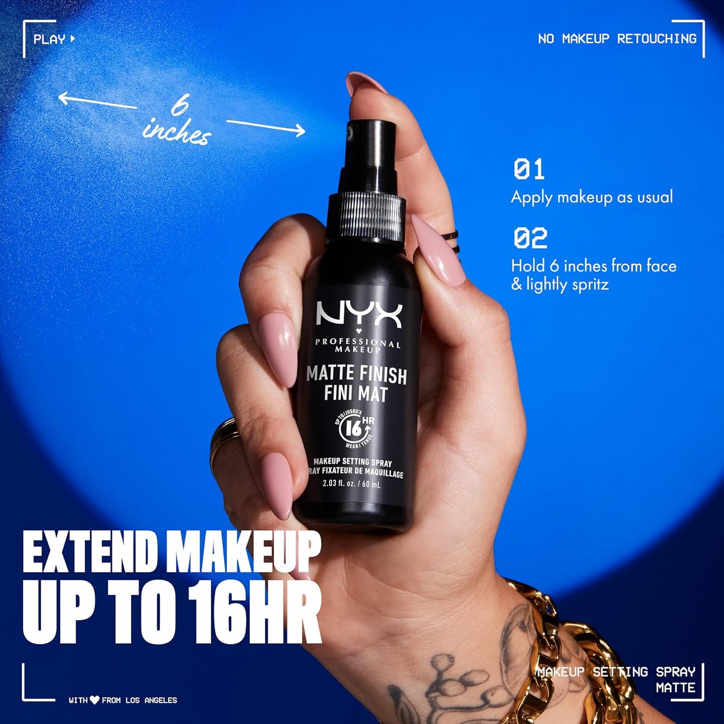 NYX PROFESSIONAL MAKEUP Makeup Setting Spray - Matte Finish, Long-Lasting Face Mist for up to 16HR Wear, Vegan Formula (Pack of 2)