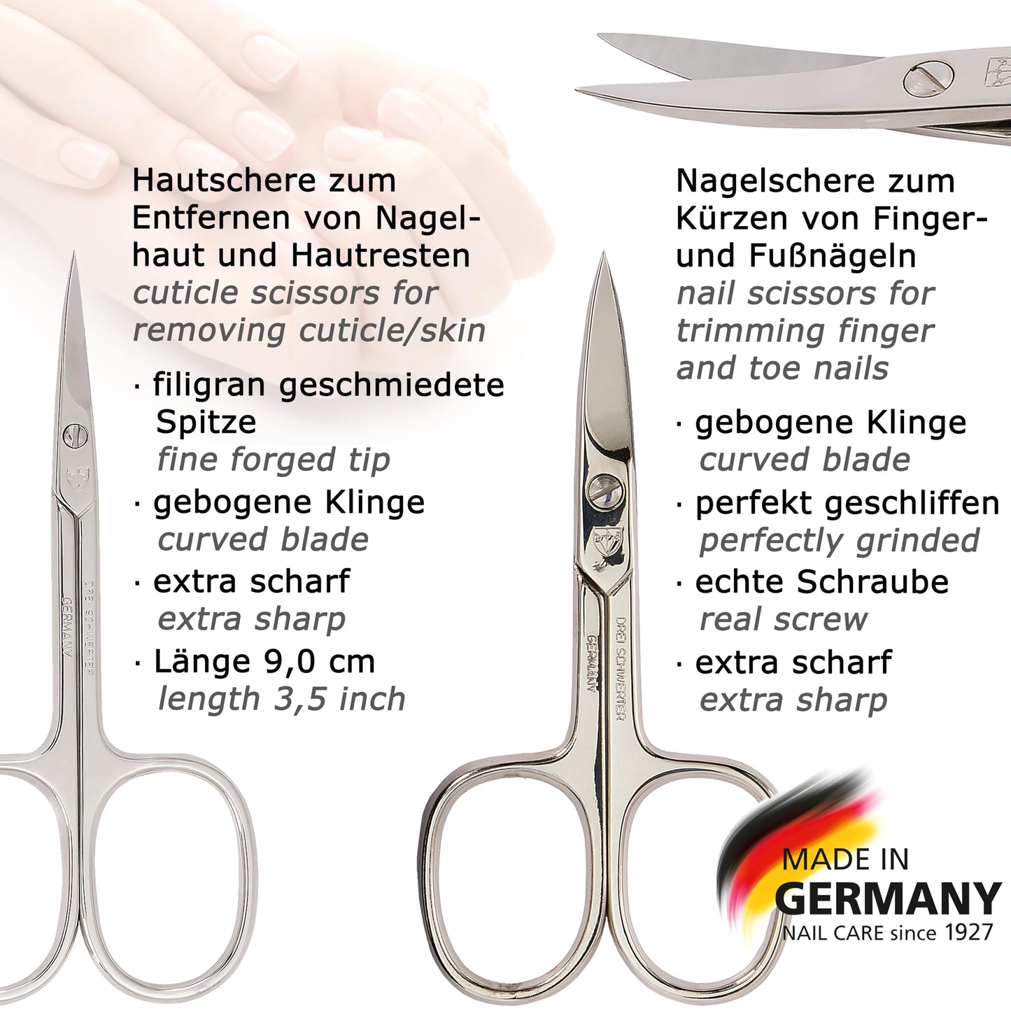 3 Swords Germany – Brand Quality 12 piece Manicure Pedicure Grooming kit Set for Professional Finger & Toe Nail Care with Black Synthetic Leather case - Made in Germany