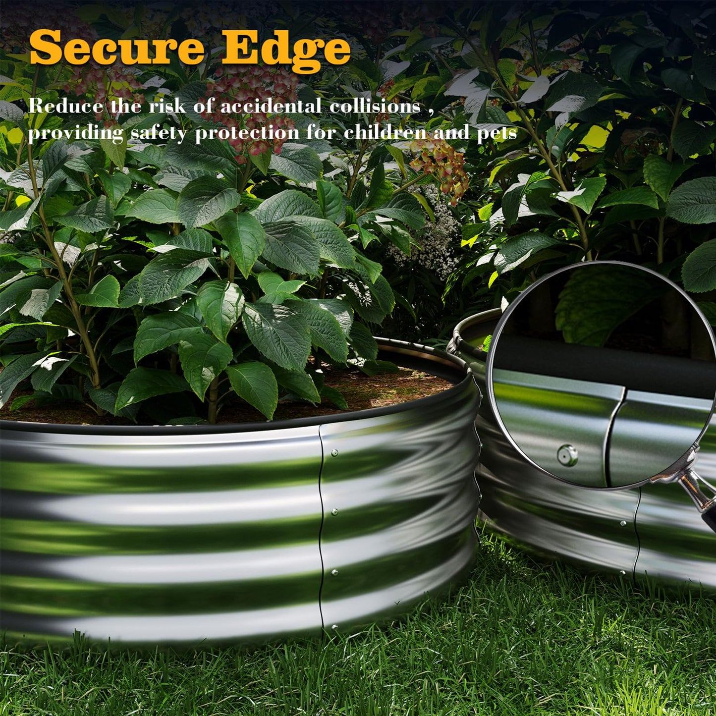 Galvanized Metal Planter Raised Garden Bed Kit for Gardening Outdoor 2x2x1ft Round Galvanized Steel Fire Pit，Steel Fire Pit Silver for Backyard, Camping, Bonfire