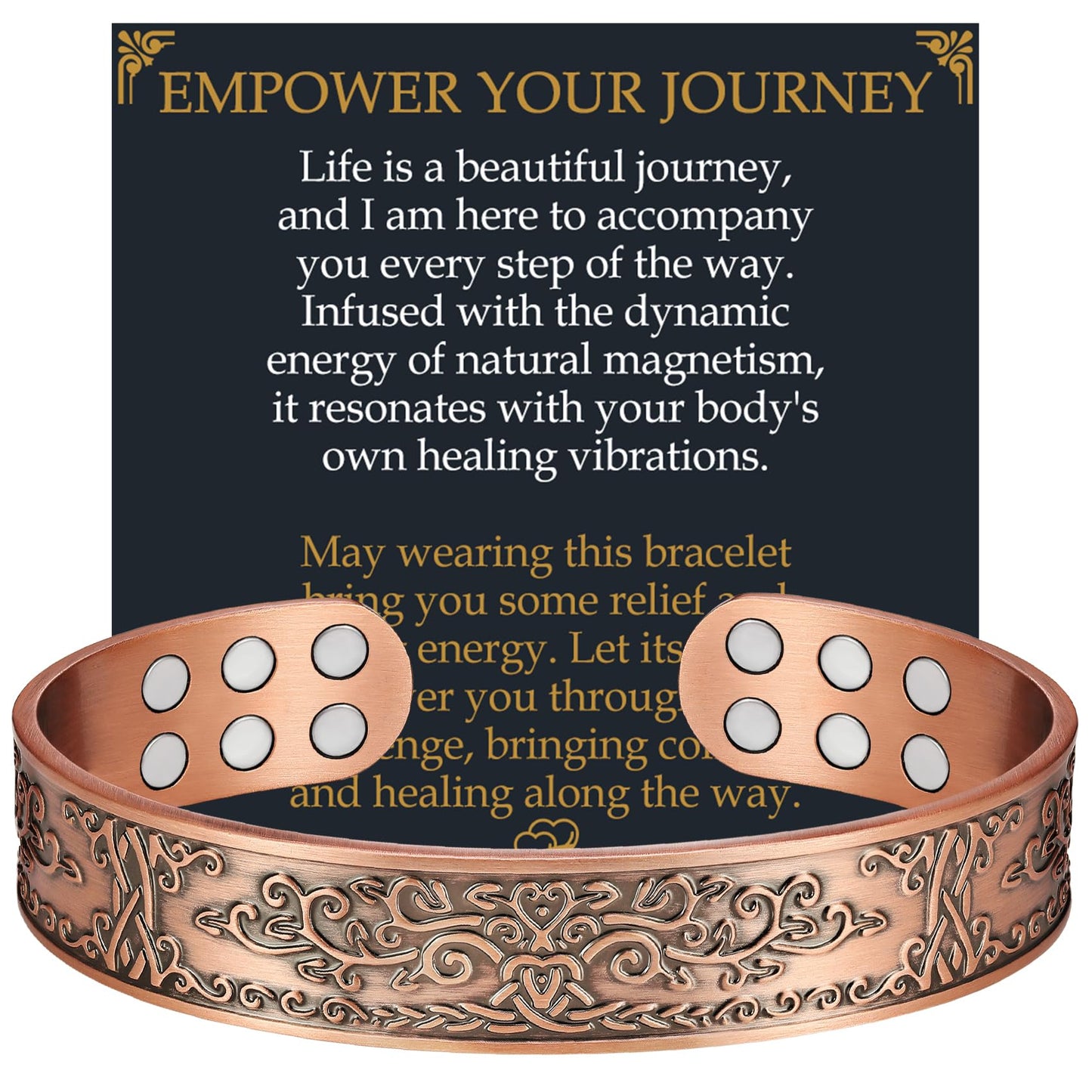 Jecanori Copper Bracelet for Men, 99.99% Pure Copper Magnetic Bracelets for Men with 3,800 Gauss Magnets