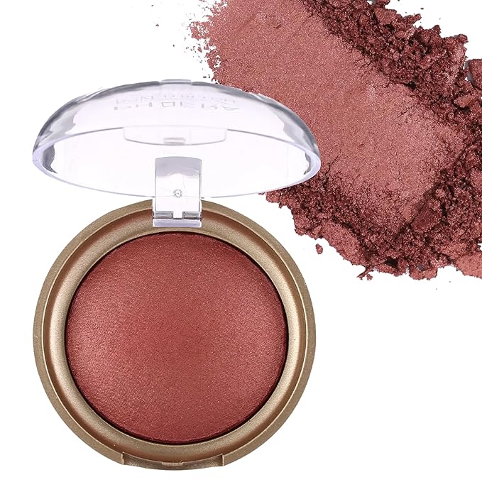 Baked Blush, Marbleized Blush for Cheeks, Shimmery Satin Finish Blushes Powder Palette, Buildable Color Natural Face Makeup Powder