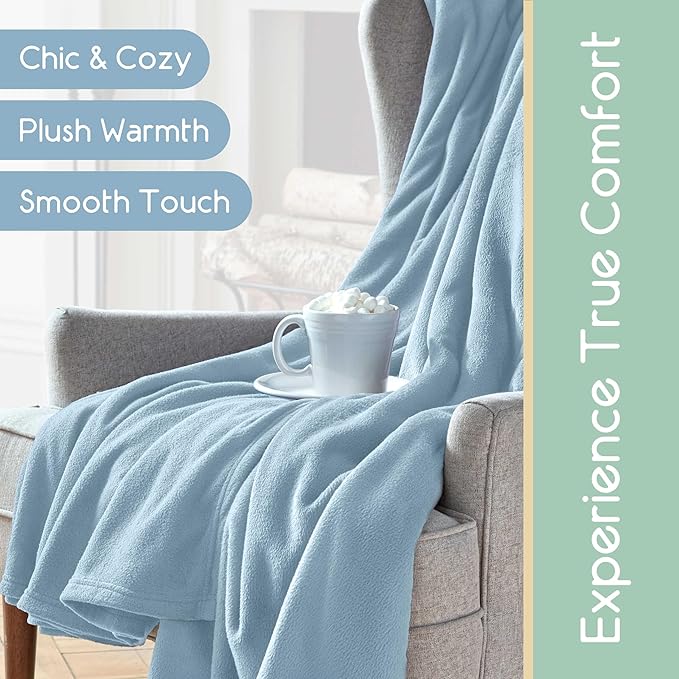 Vellux Microfleece Blanket, Full/Queen, Light Blue