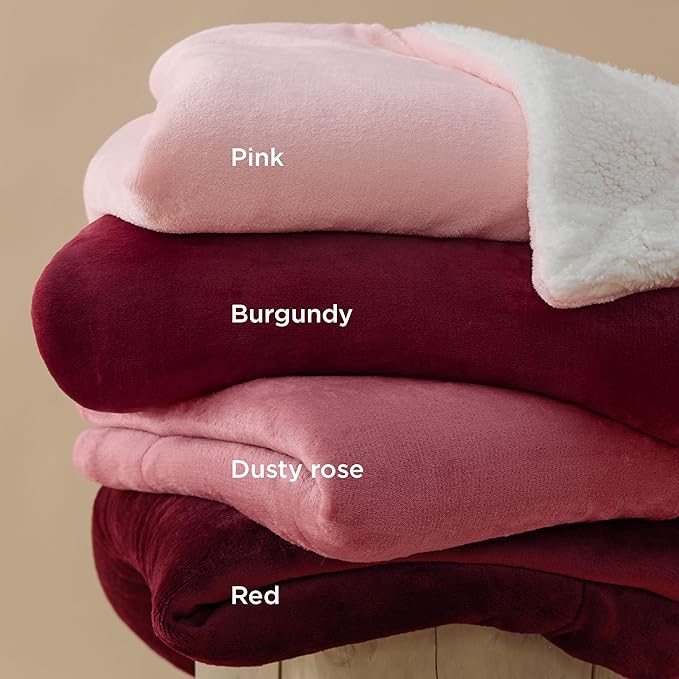 Bedsure GentleSoft Sherpa Fleece Throw Blanket Twin Size for Couch - Thick and Warm, Soft Fuzzy Plush Twin Christmas Blanket for Winter, Red, 60x80 Inches