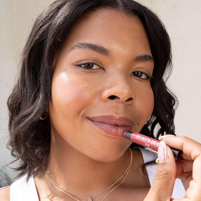Burt's Bees Shimmer Lip Tint Set, Tinted Lip Balm Stick, Moisturizing for All Day Hydration with Natural Origin Glowy Pigmented Finish & Buildable Color, Raisin (1-Pack)