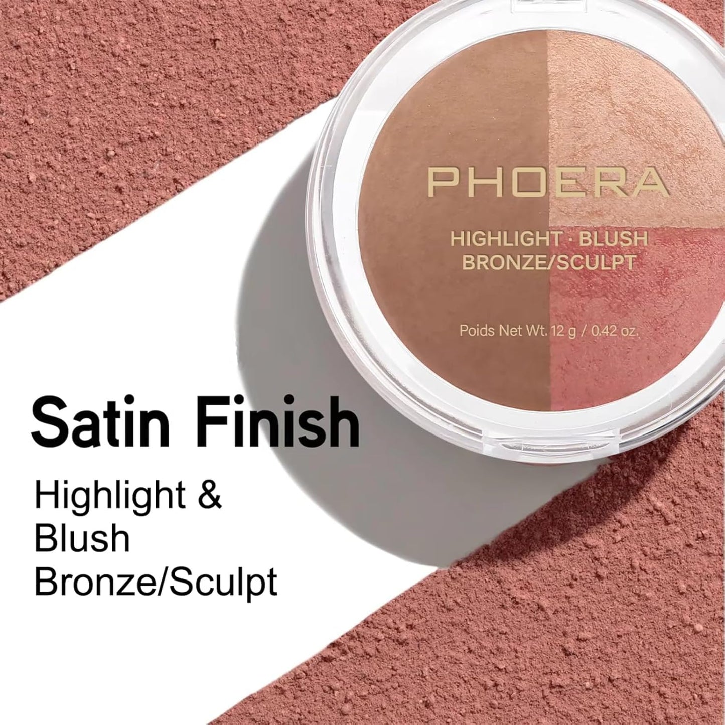 Baked Blush Highlight Bronze Powder 3-in-1 Contour Palette Sculpt Satin Silky Smooth Makeup Palettes Powder (003-Medium)