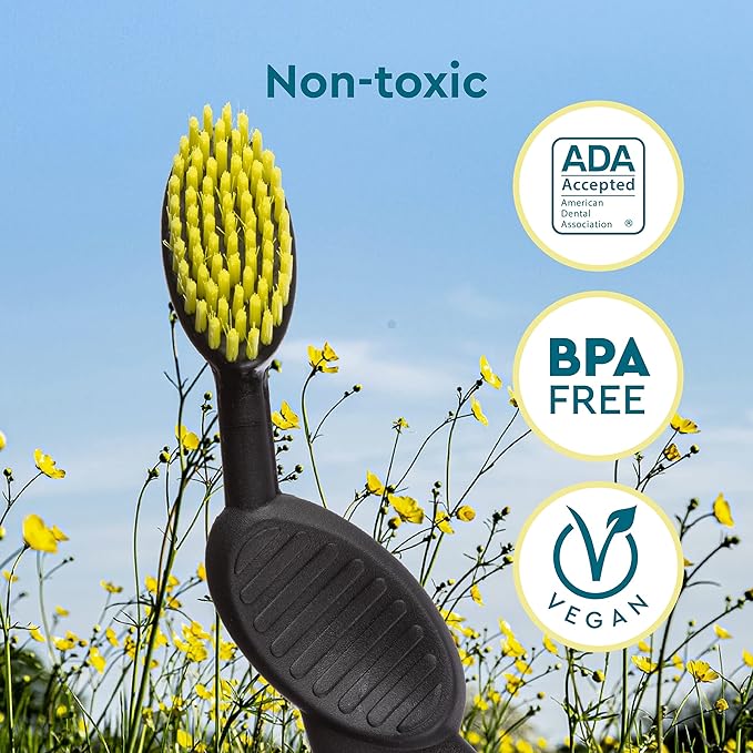 RADIUS Toothbrush, Flex Brush, Soft Bristles, Right Handed, Black Brush with White Bristles, BPA Free & ADA Accepted, Pack of 1 (Package May Vary)