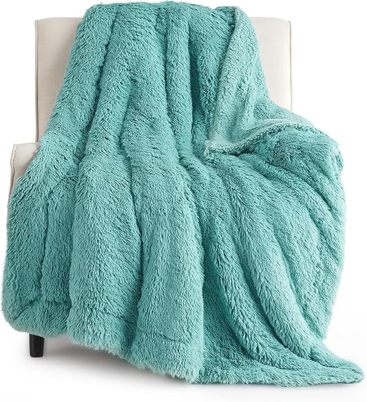 Bedsure GentleSoft Fluffy Green Throw Blanket Gifts for Women, Men, Soft Fleece Cozy Fuzzy Sherpa Plush Warm Minky Thick Faux Fur Throws for Couch, Bed, Green Decor Blanket Gifts for Mom Dad, 50x60