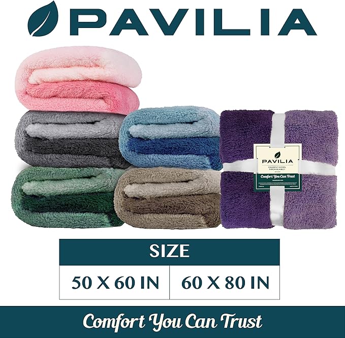 PAVILIA Fluffy Sherpa Throw Blanket Ombre | Gradient Plush, Soft, Fuzzy, Decorative Accent Throw Blanket for Couch Sofa Twin Bed | Cozy Warm Decorative Furry Faux Fur Blanket, 60x80 Inches Taupe