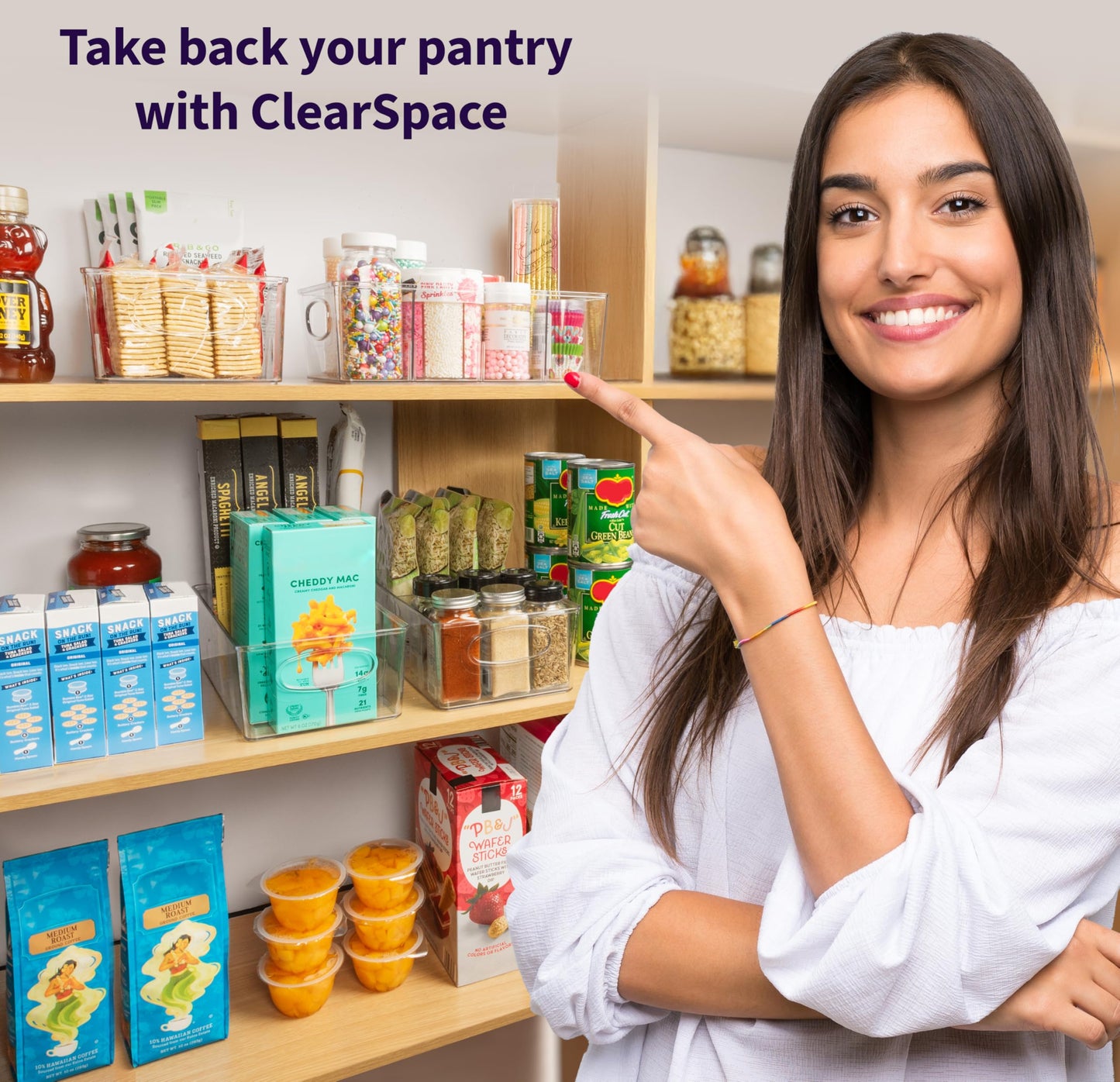 ClearSpace Plastic Pantry Organization and Storage Bins with Removable Dividers – Perfect Kitchen Organization or Kitchen Storage – Refrigerator Organizer Bins, Cabinet Organizers (2 Pack)