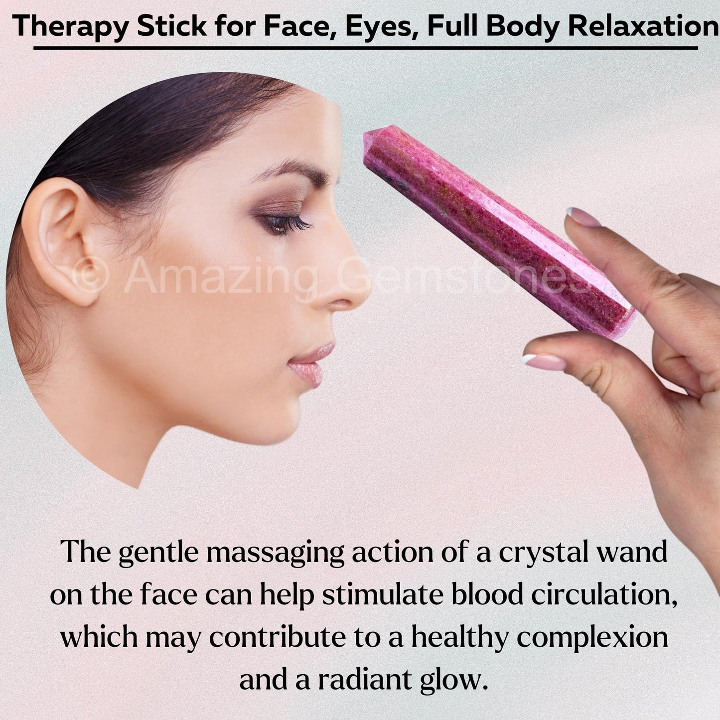 Amazing Gemstone Rhodonite Crystal Wand Massage Stick - Pelvic Wand Gua Sha for Adults - Crystals and Healing Stones Massage Wands for Adults Gifts (Pointed)
