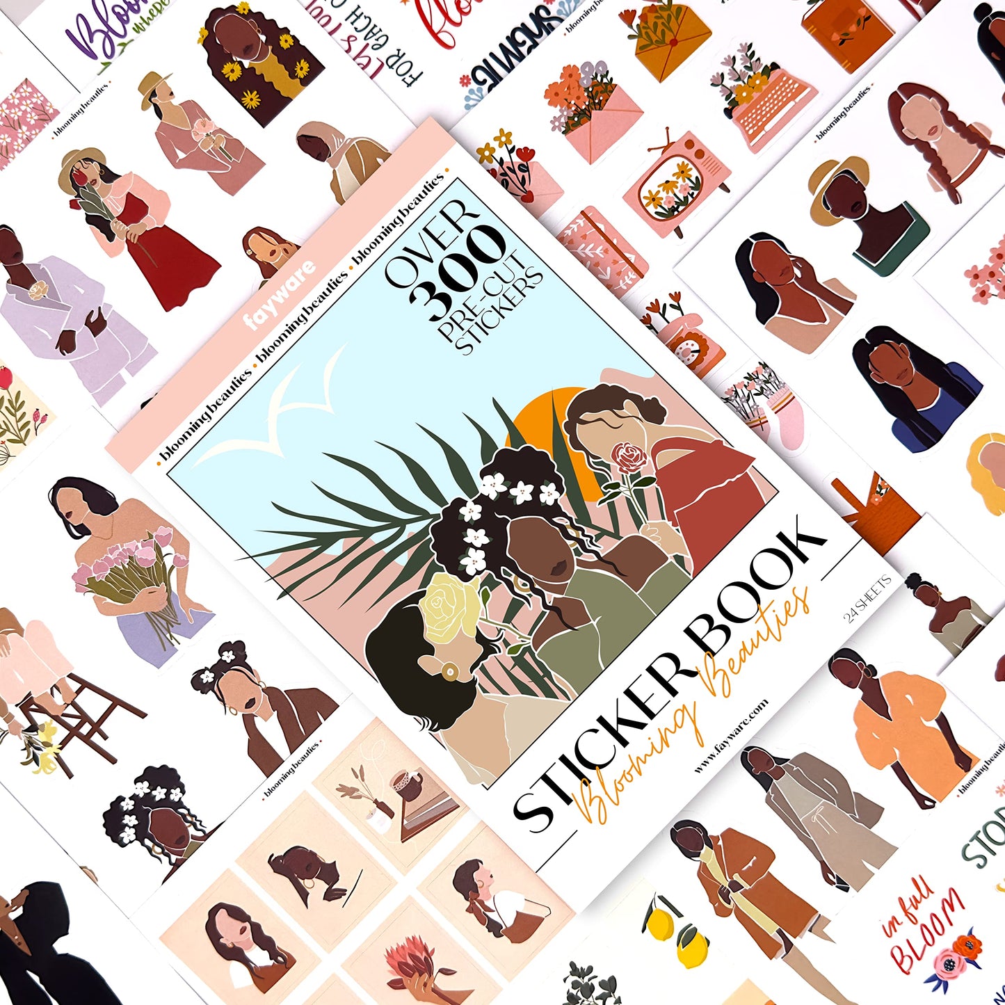 People Scrapbook Sticker Set - 318 Journaling Scrapbooking Stickers. Planner Sticker Dolls with Diverse Girls & Black Women, Flowers, and Quotes