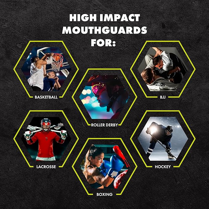DAMAGE CONTROL High-Impact Mouth Guard – Sports Mouthguard for Boxing, Football, Hockey, Lacrosse & Basketball, Protects Teeth & Jaw, Protective Mouthpiece for Adults & Youth (Adult, Red)