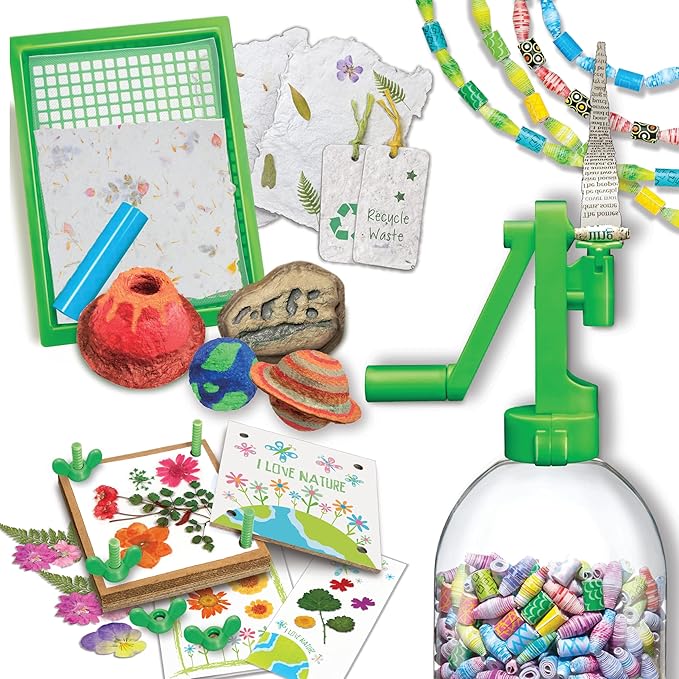 4M - STEAM Green Paper Crafts - Make Recycled Papers, Flower Pressing Art - Eco-Friendly STEAM Craft Paper Kit for Kids Ages 5+ - Learn Sustainability Through Creative Activities