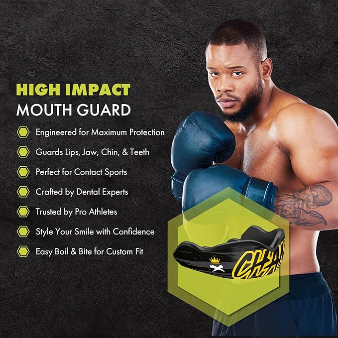 DAMAGE CONTROL High-Impact Mouth Guard – Sports Mouthguard for Boxing, Football, Hockey, Lacrosse & Basketball, Protects Teeth & Jaw, Protective Mouthpiece for Adults & Youth