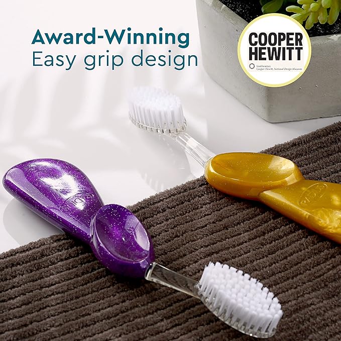 RADIUS Big Brush with Replaceable Head BPA Free & ADA Accepted Toothbrush Designed to Improve Gum Health & Reduce Gum Issues - Right Hand - Purple - Pack of 1