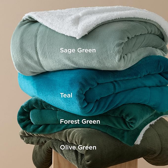 Bedsure GentleSoft Sherpa Fleece Oversized Cal King Blankets for Bed - Thick and Warm, Soft Fuzzy Plush Large Christmas Blanket for Winter, Forest Green, 112x98 Inches