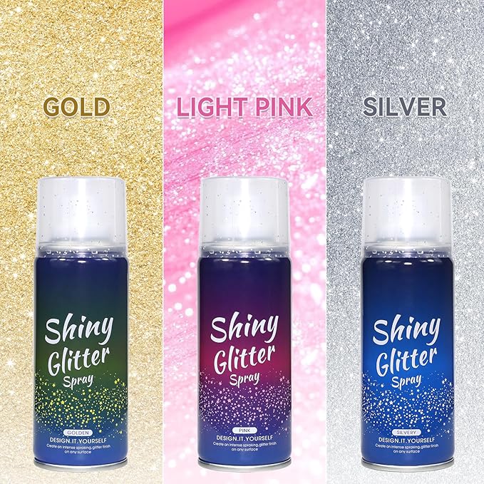Pure Silver Glitter Spray for Face, Body, Hair and Clothes, Holographic Glitter Hairspray for Festival, Rave, Prom, Concert, Stage Makeup, Quick Dry, Long Lasting Shimmer, Lightweight, 4.05 fl oz