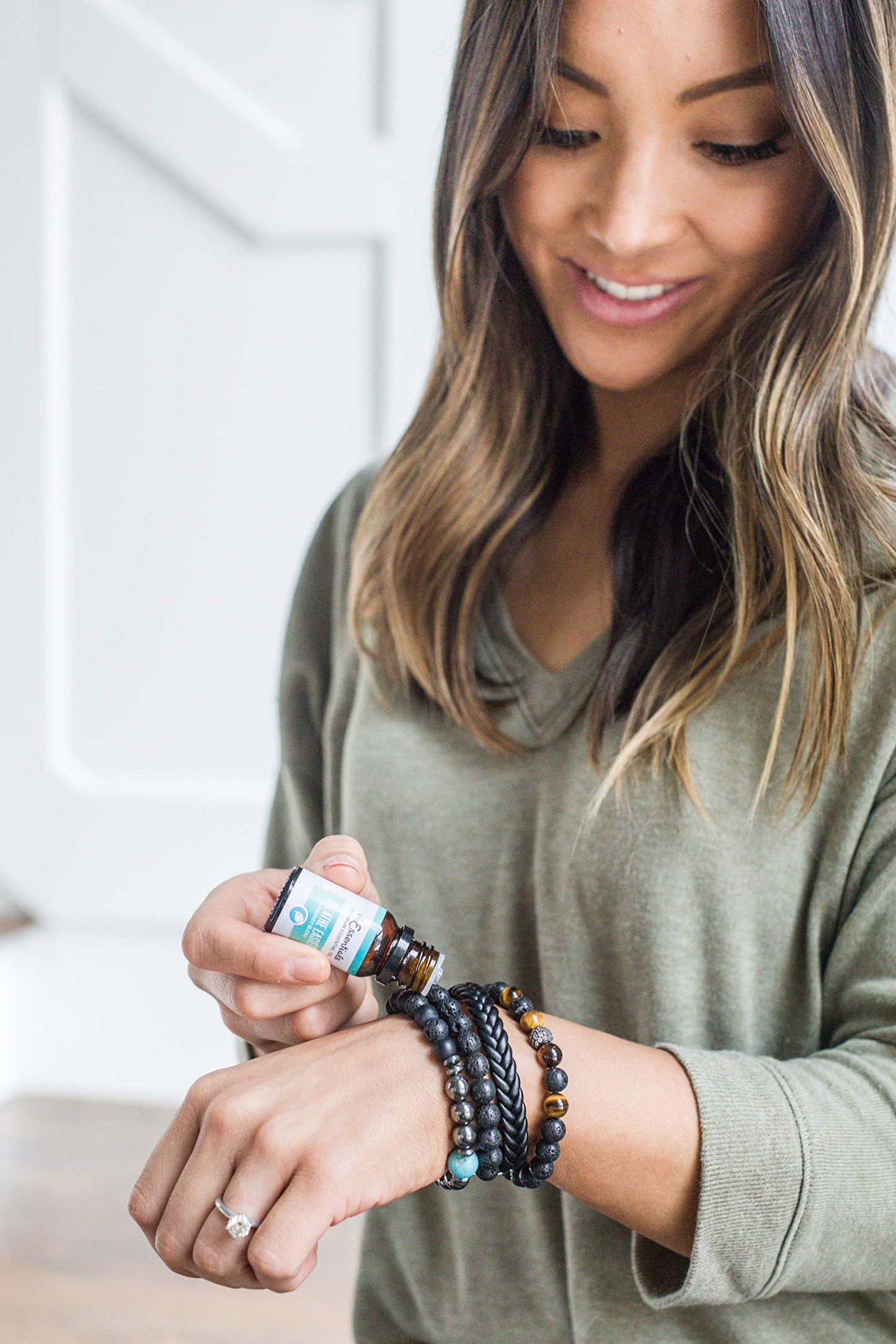 Wild Essentials Turquoise and Hematite Lava Stone Essential Oil Diffuser Bracelet, Expandable up to 8 inches, Aromatherapy Jewelery for Women and Men